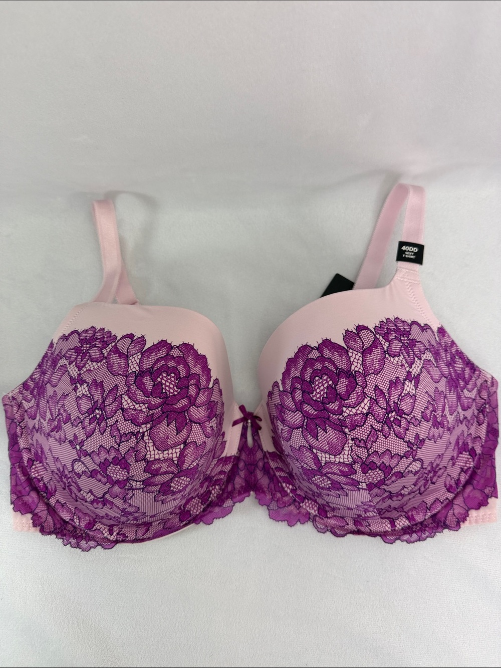 Torrid Sexy T-Shirt Lace Overlay Pink and Purple Bra